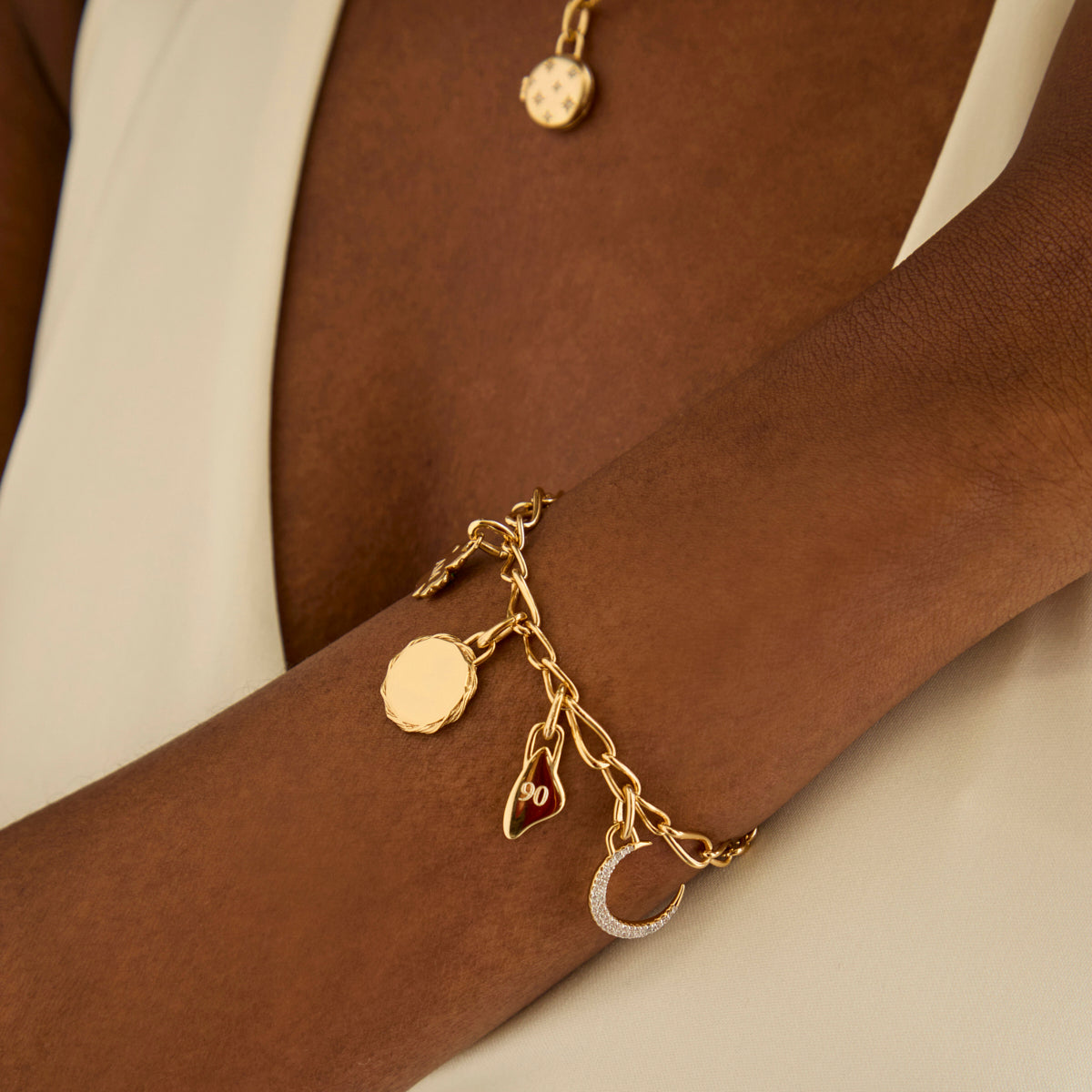 18k Gold Plated Jewellery - Moon Talisman Charm in Gold - Talisman Charm - Astrid & Miyu