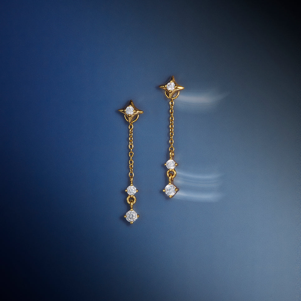 Cosmic Star Drop Studs Cracker in Gold