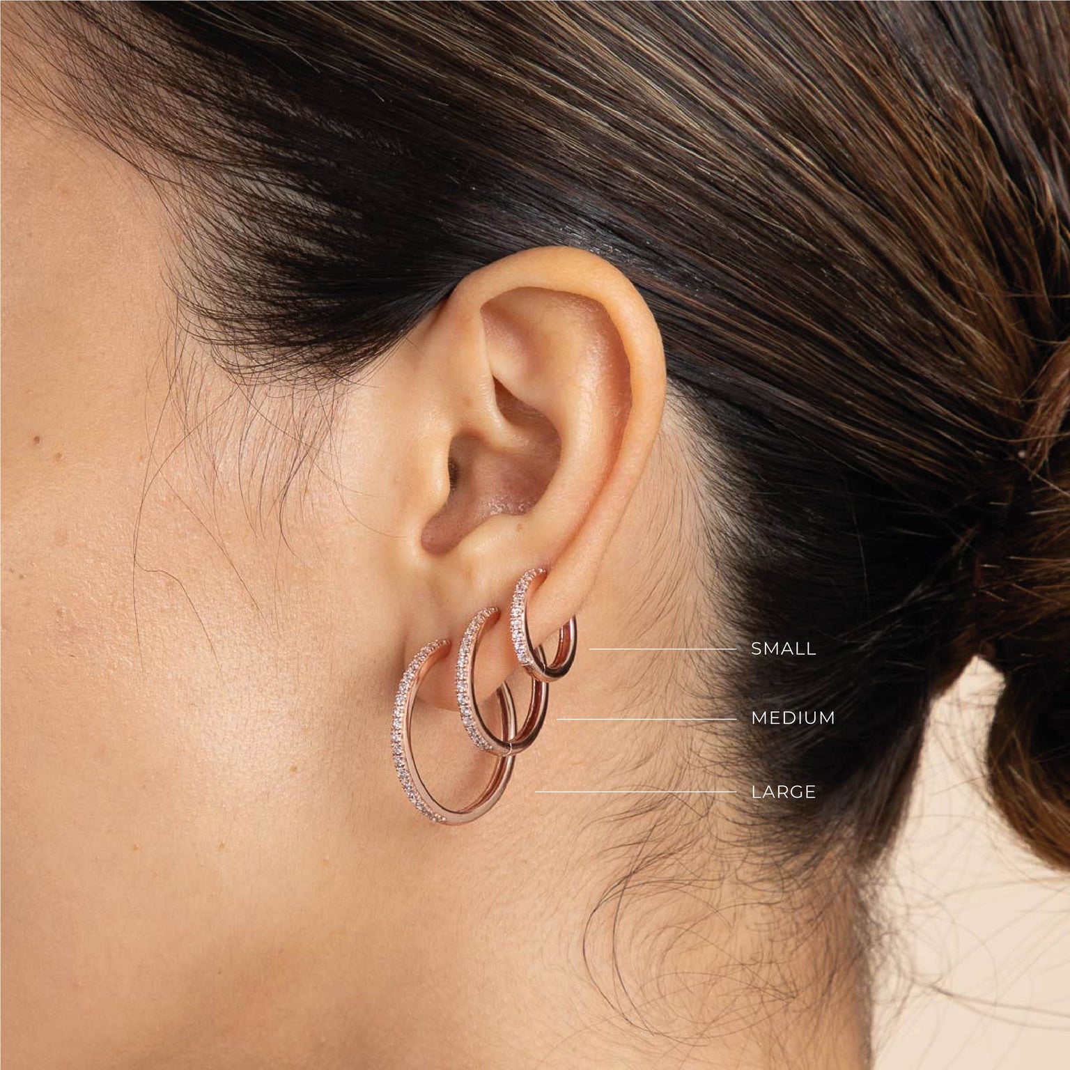 18k Rose Gold Plated Jewellery - Essential Crystal Large Hoops in Rose Gold - Hoop Earrings - Astrid & Miyu