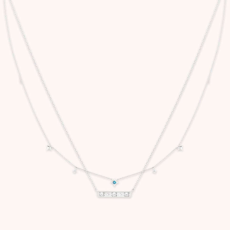 Bold Zodiacs & Zodiac Gift Sets - Cosmic Star Necklace Gift Set in Solid White Gold - Stacking Sets - Astrid & Miyu