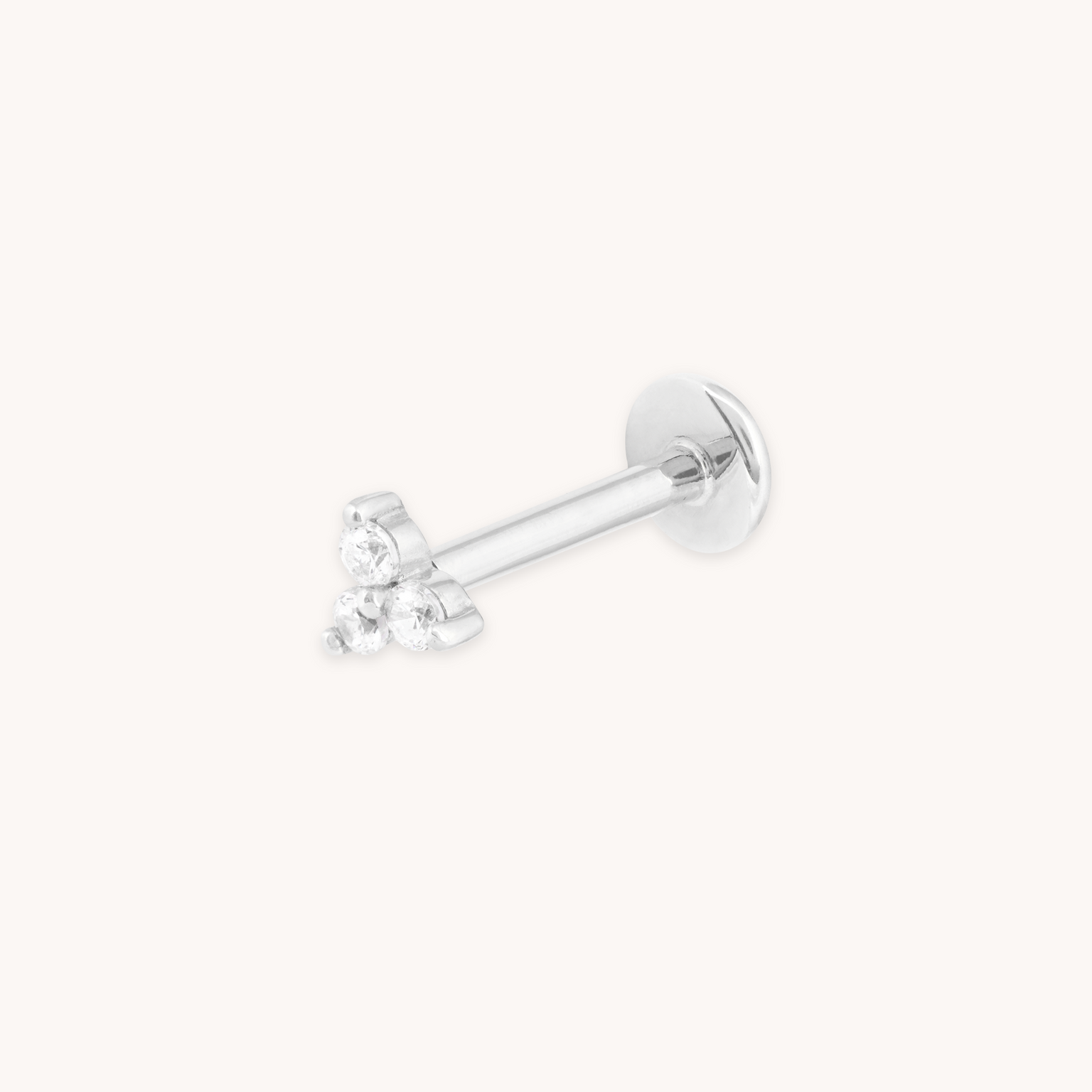April White Topaz - Triple Topaz Piercing Stud 6mm in Solid White Gold - Piercing Stud - Astrid & Miyu