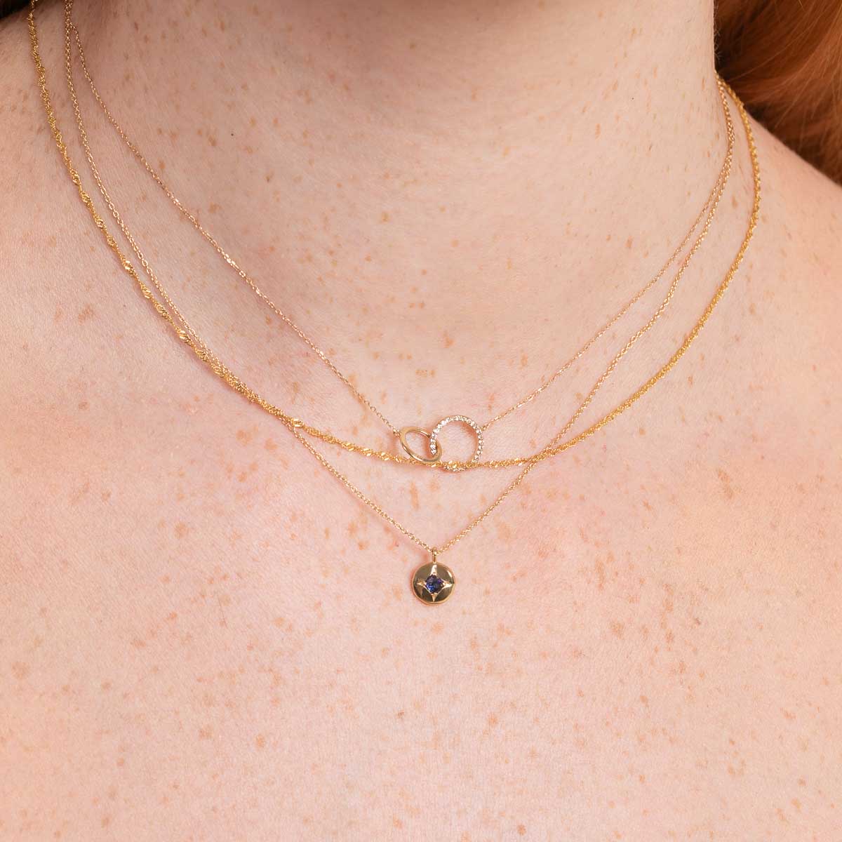 Birthstone Jewellery - September Sapphire Birthstone Necklace in Solid Gold - Pendant Necklace - Astrid & Miyu