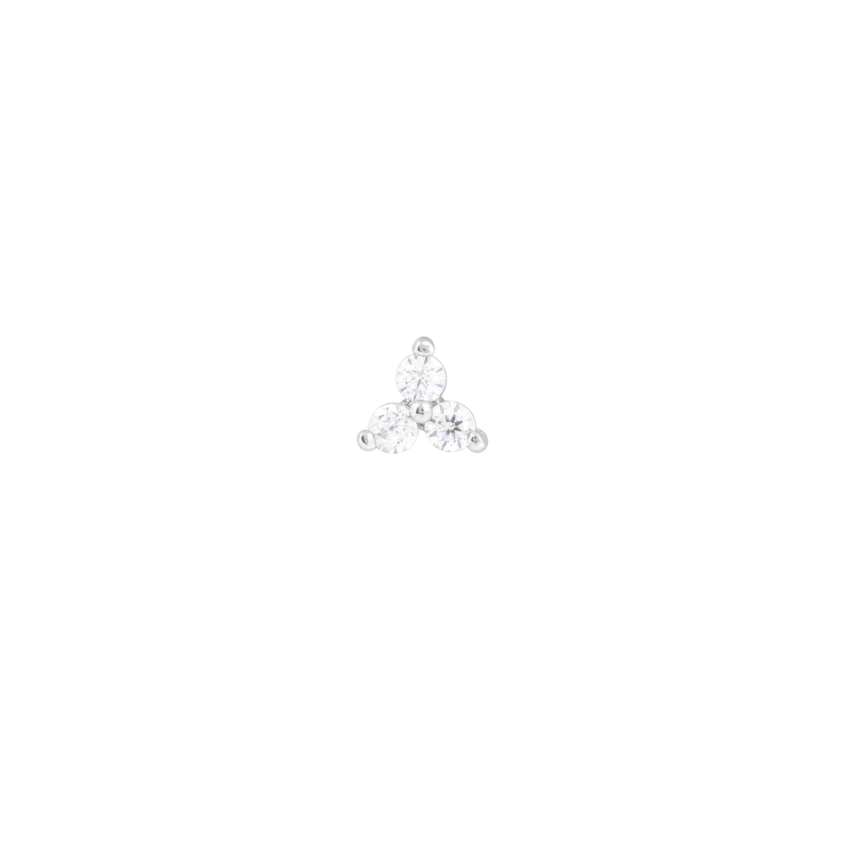 April White Topaz - Triple Topaz Piercing Stud 6mm in Solid White Gold - Piercing Stud - Astrid & Miyu