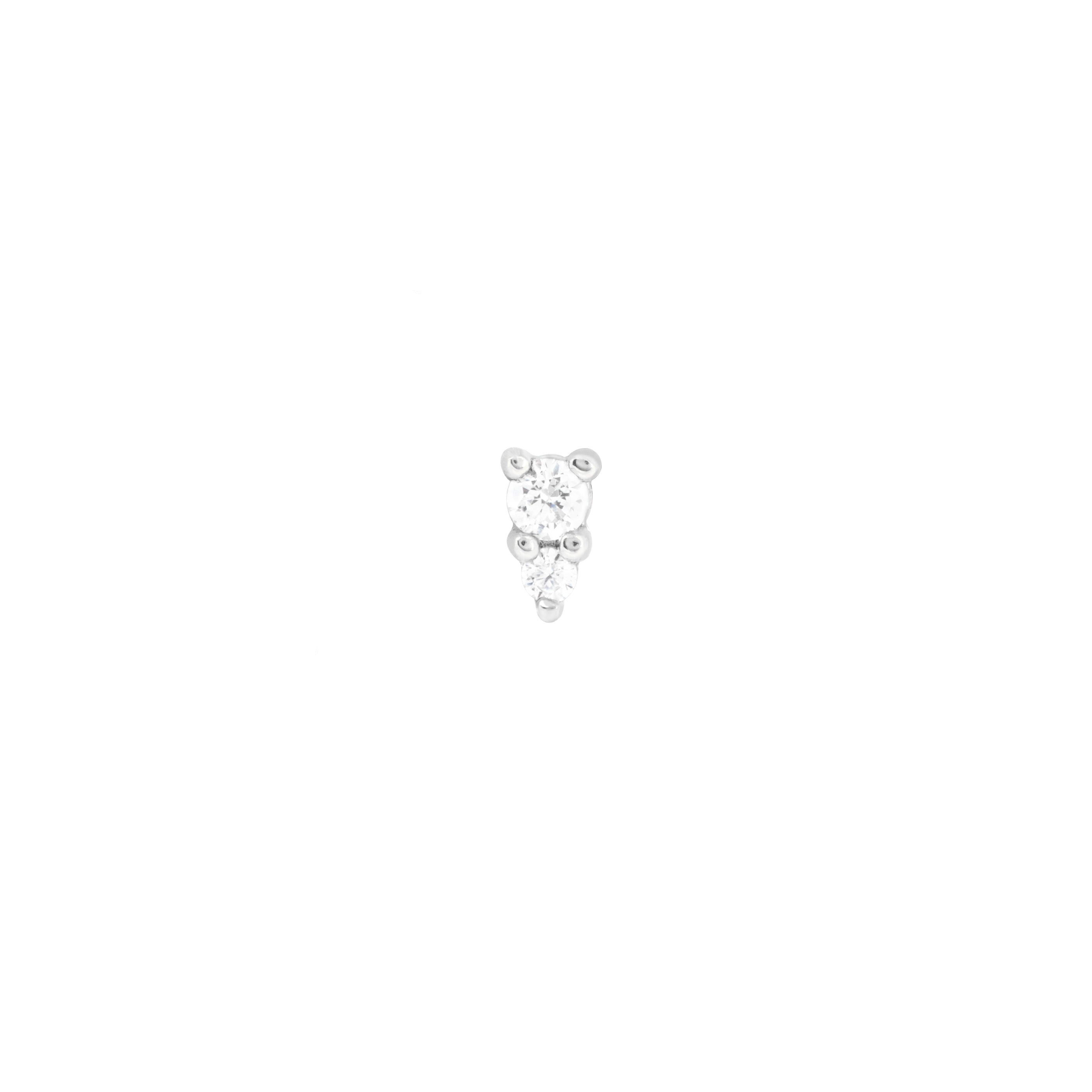 April White Topaz - Stacked Topaz Piercing Stud in Solid White Gold - - Astrid & Miyu