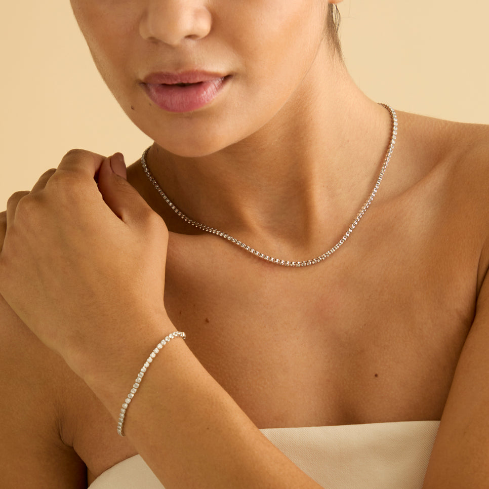 Bold Zodiacs & Zodiac Gift Sets - Gleam Tennis Chain Gift Set in Silver - Stacking Sets - Astrid & Miyu