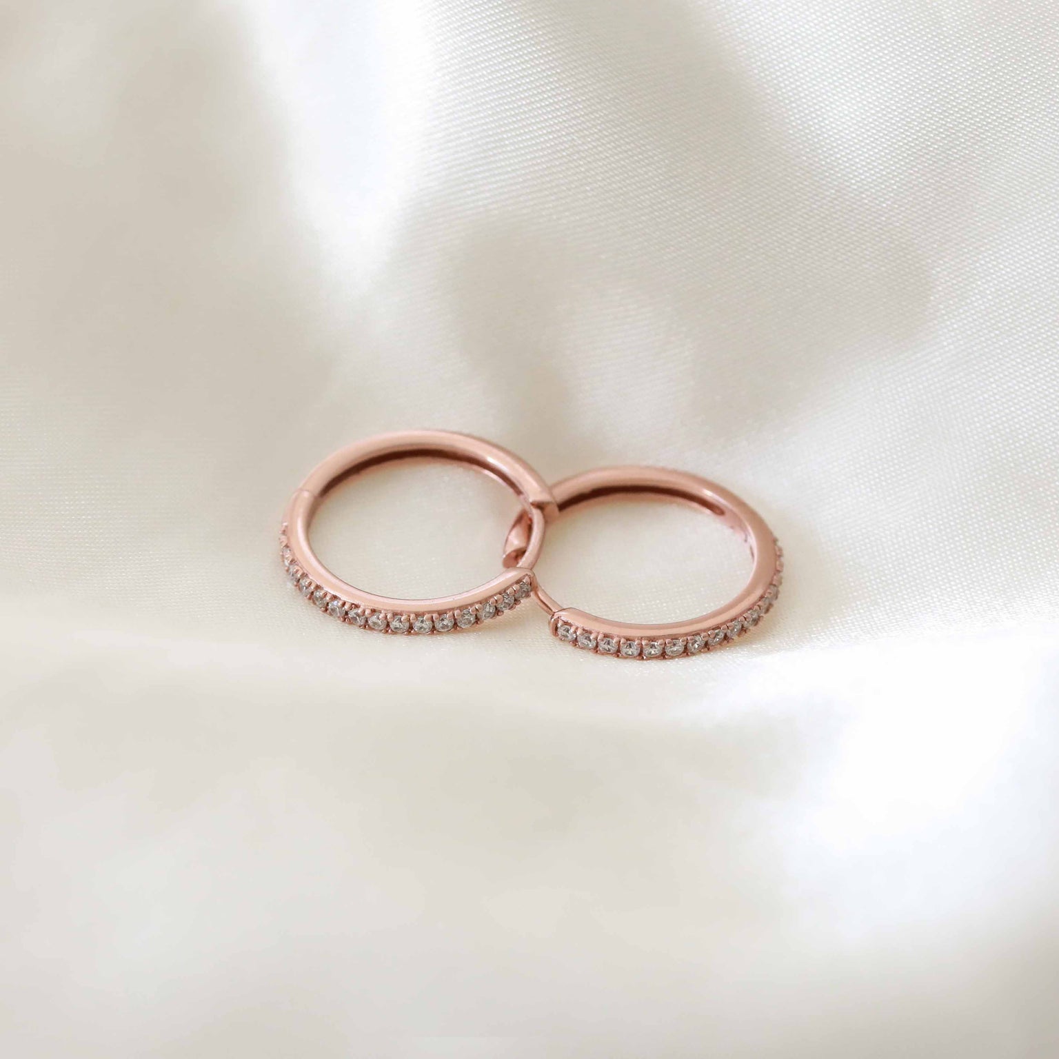 18k Rose Gold Plated Jewellery - Essential Crystal Medium Hoops in Rose Gold - Hoop Earrings - Astrid & Miyu