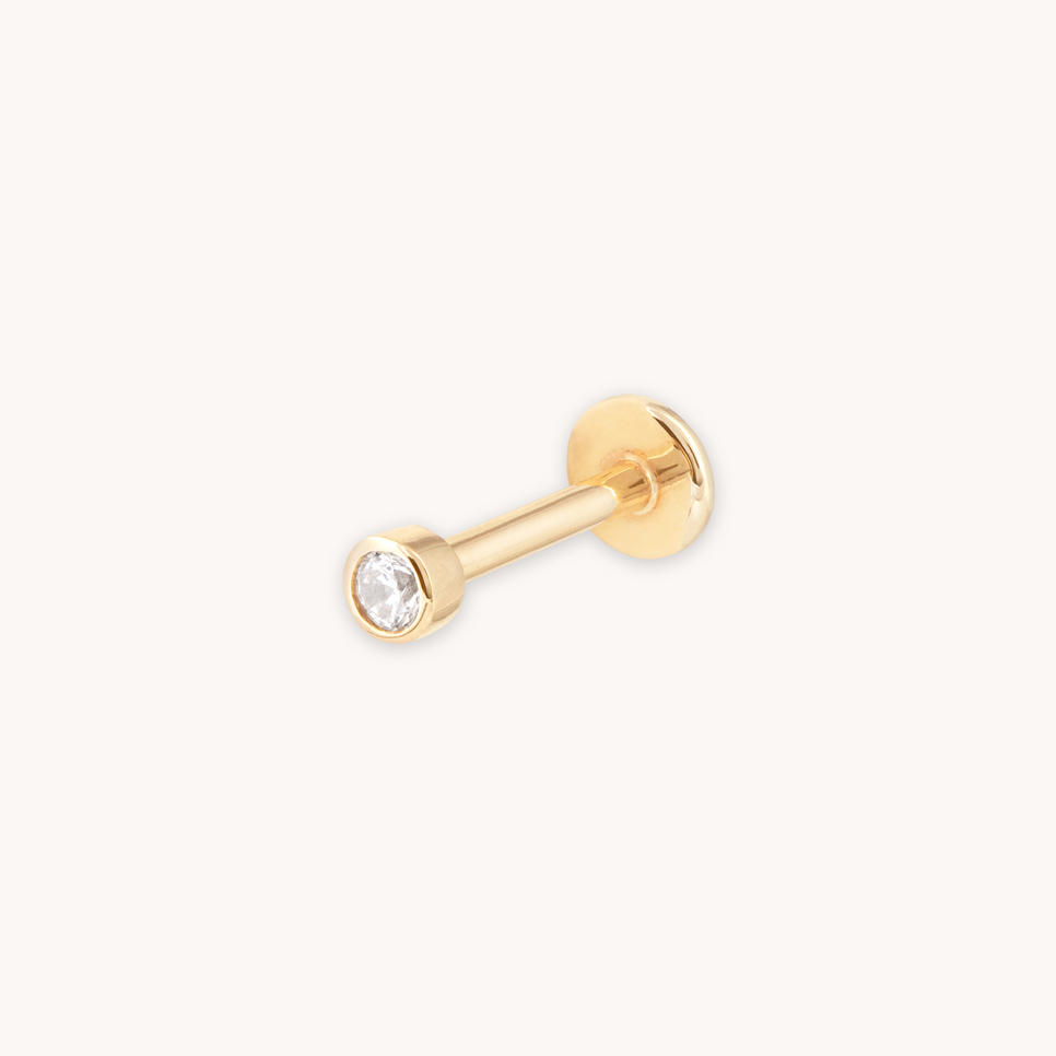 April White Topaz - Topaz Gem Piercing Stud in Solid Gold - - Astrid & Miyu