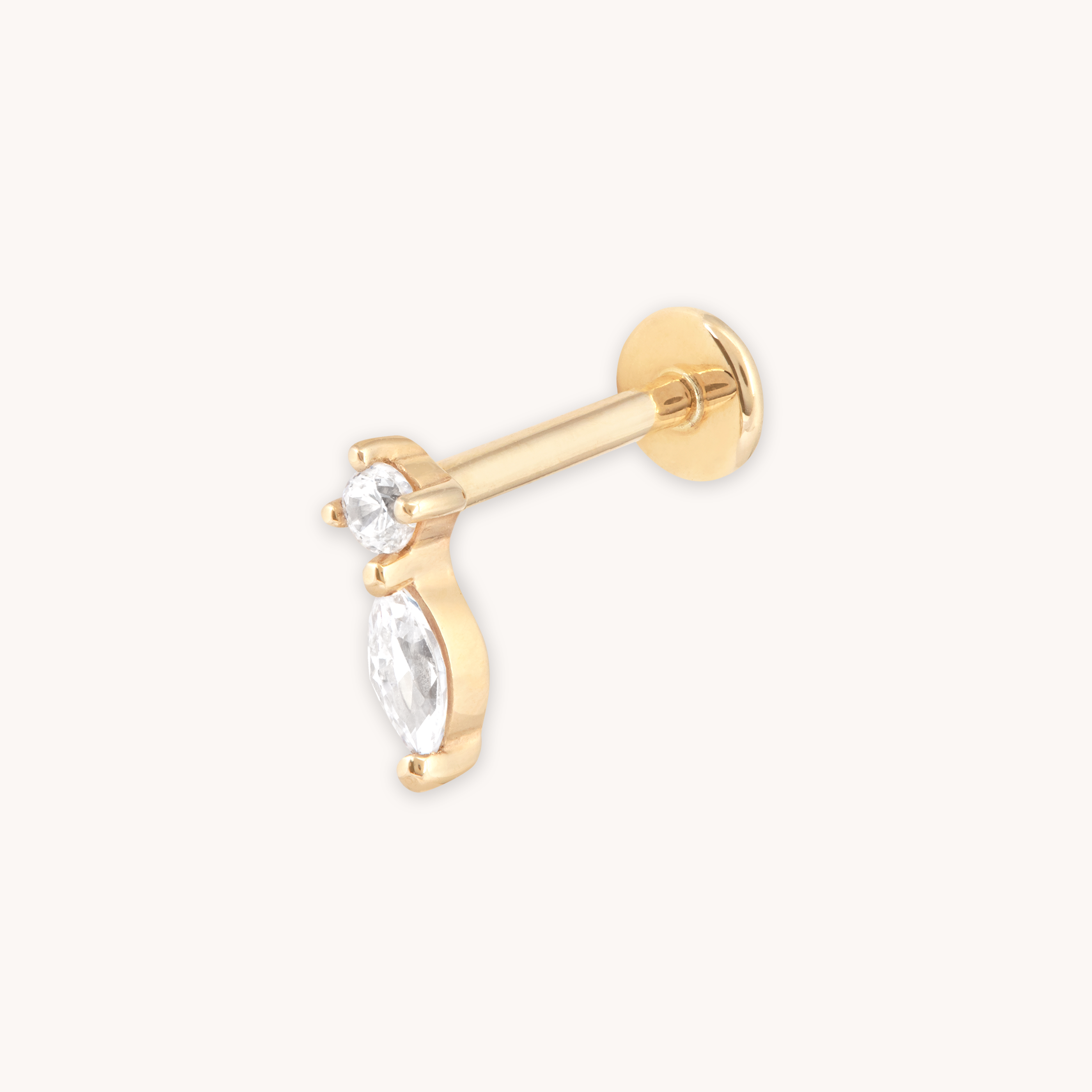 April White Topaz - Topaz Teardrop Piercing Stud in Solid Gold - - Astrid & Miyu