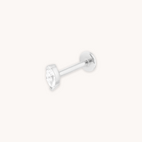 April White Topaz - Topaz Marquise Piercing Stud 6mm in Solid White Gold - Piercing Stud - Astrid & Miyu