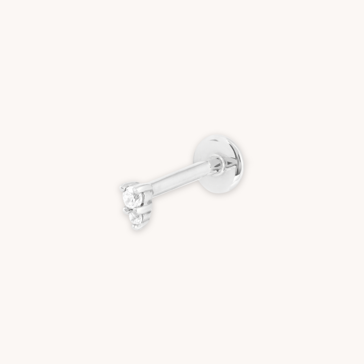 Stacked Topaz Piercing Stud in Solid White Gold-Astrid & Miyu
