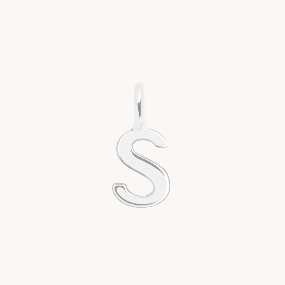 Initial Charms - S Initial Charm 9k White Gold - Welding Charm - Astrid & Miyu