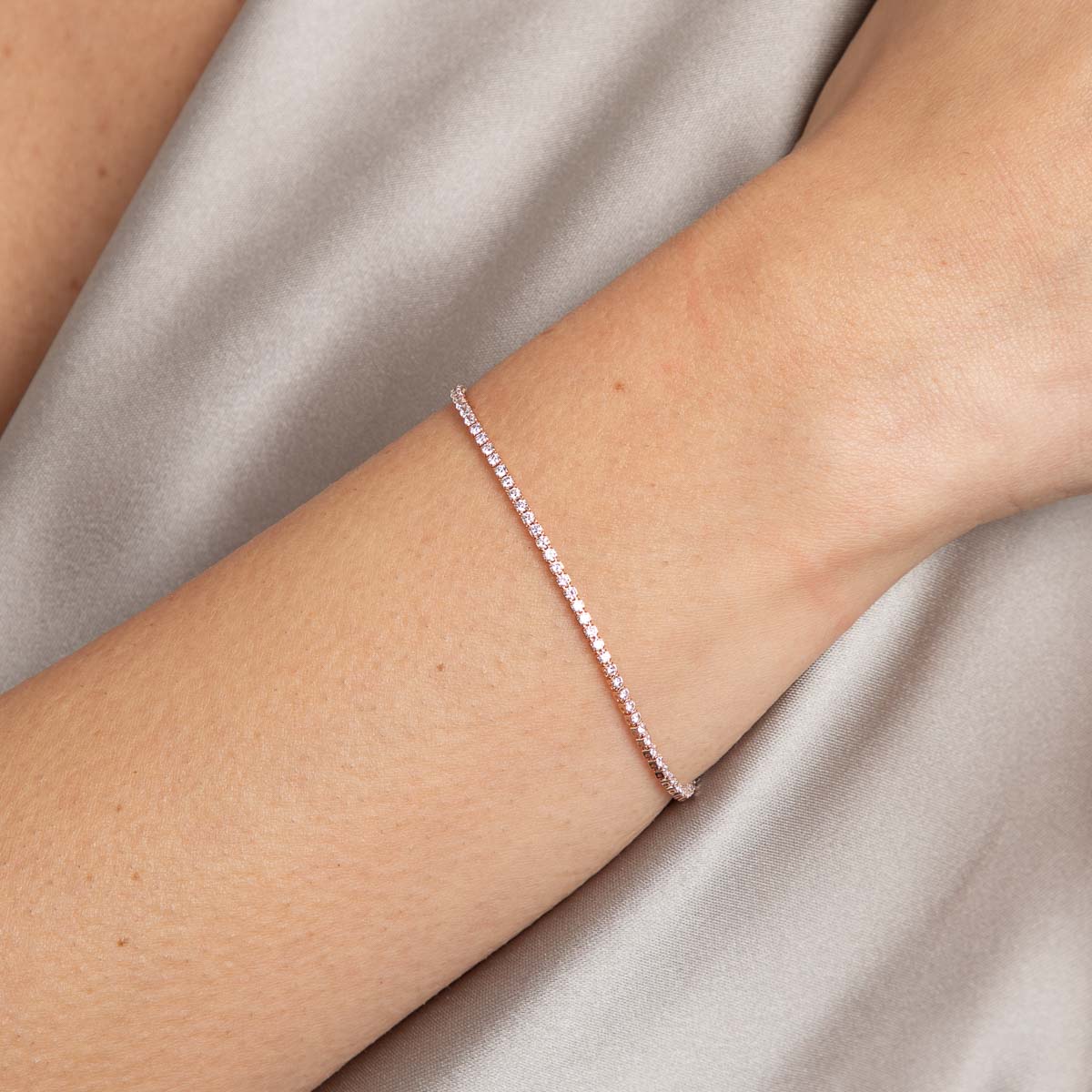 18k Rose Gold Plated Jewellery - Tennis Chain Bracelet in Rose Gold - Chain Bracelet - Astrid & Miyu