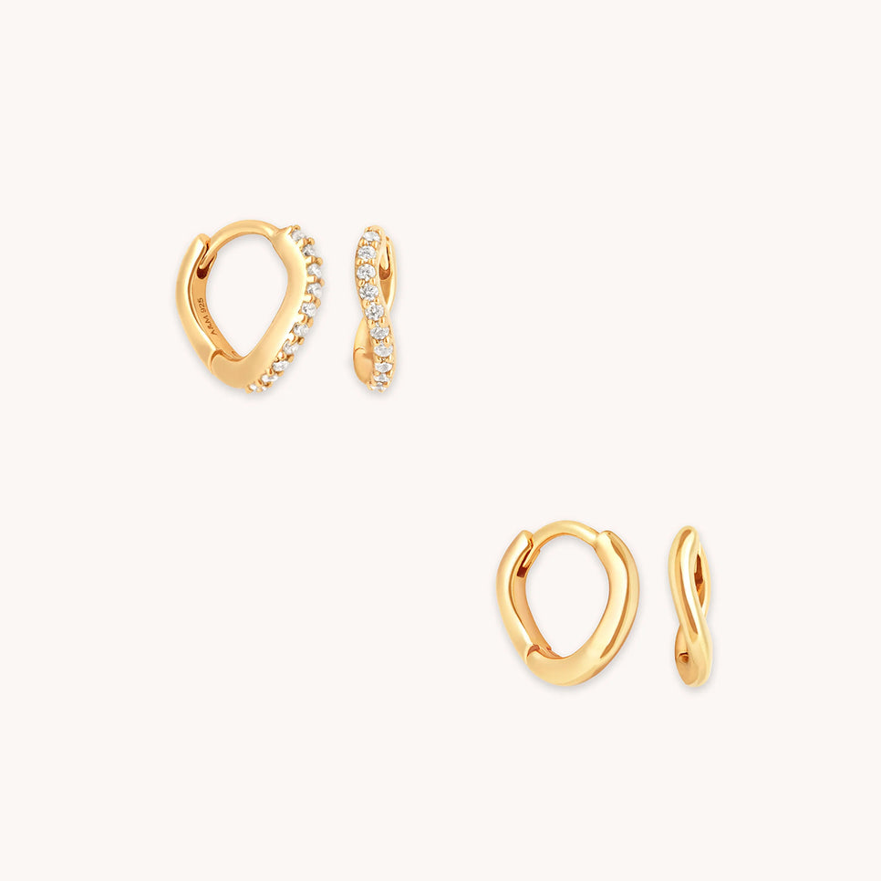 Wave Huggies Gift Set in Gold-Astrid & Miyu