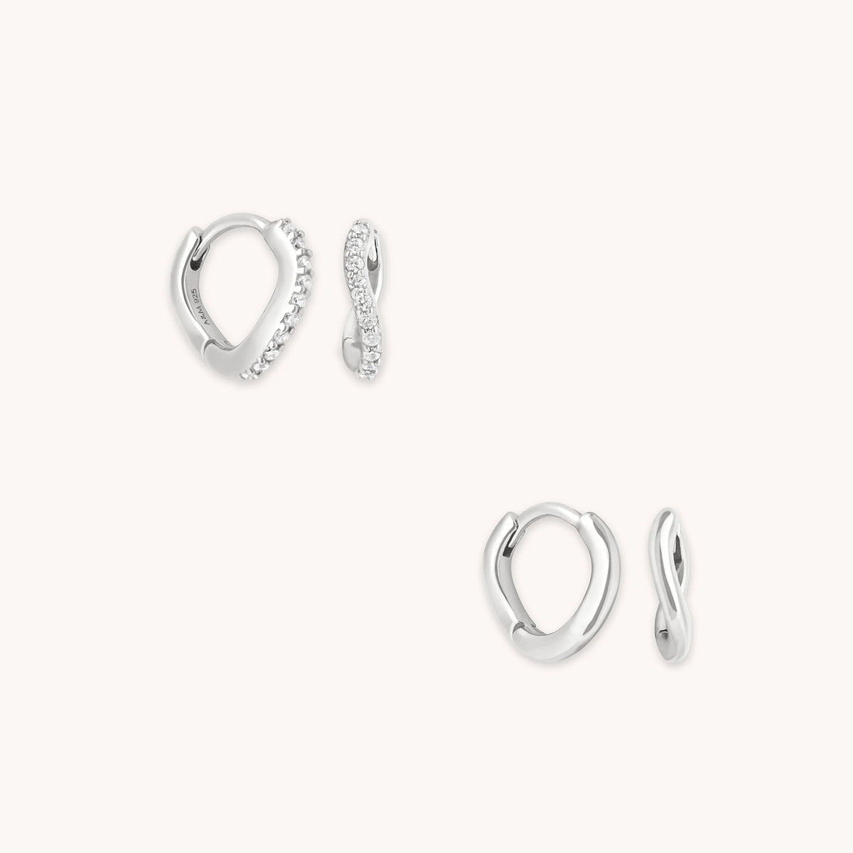 Wave Huggies Gift Set in Silver-Astrid & Miyu