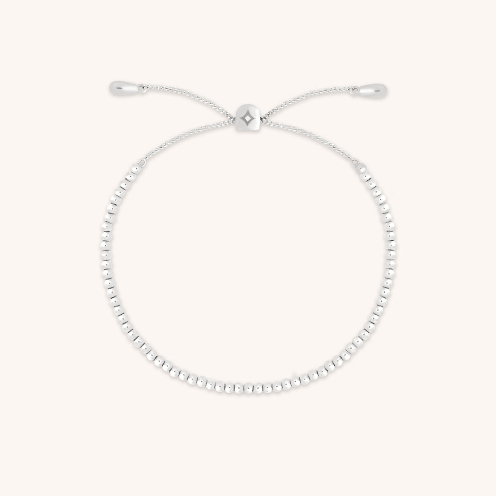 Beaded Bracelet in Solid White Gold-Astrid & Miyu