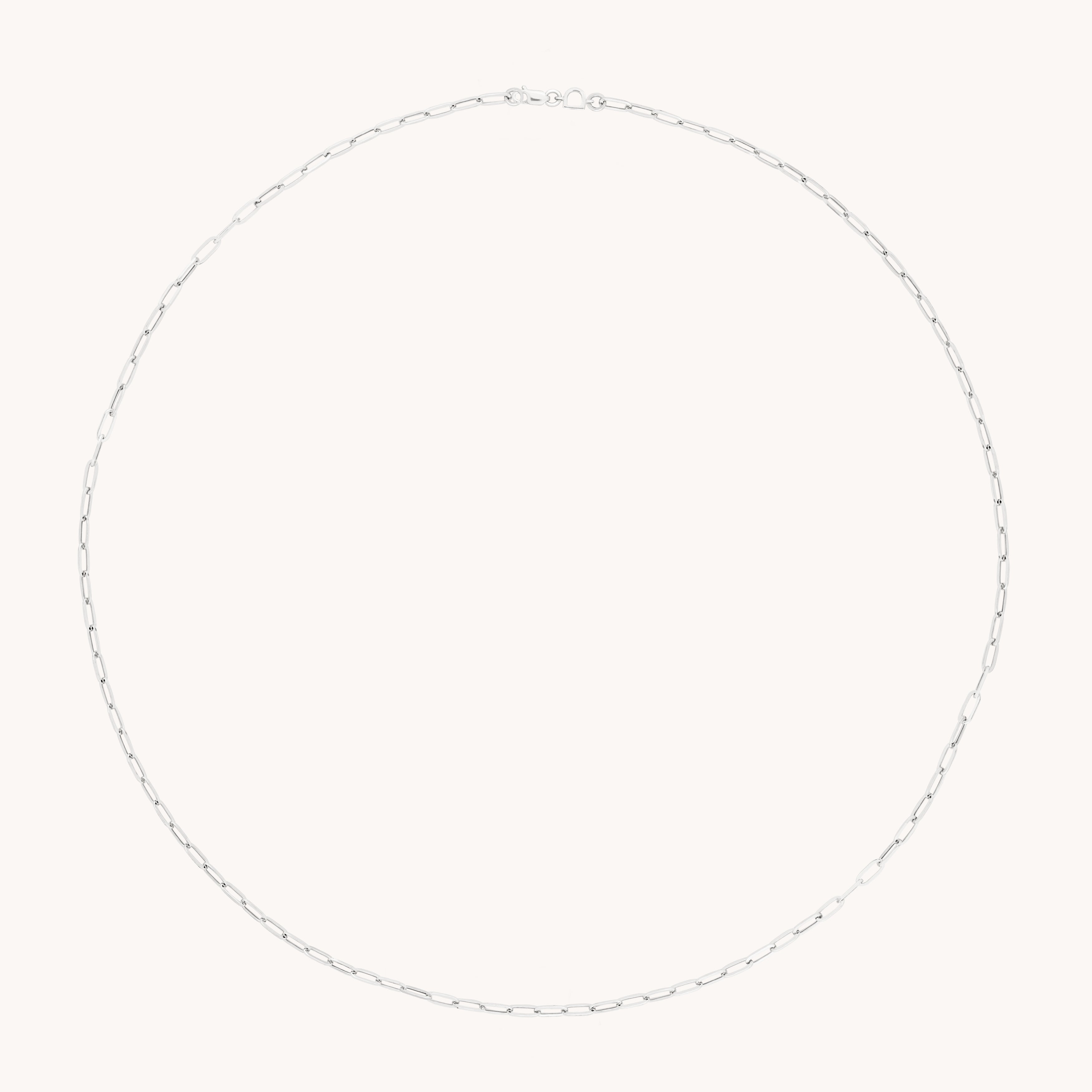 Piccadilly Story Chain Necklace in Solid White Gold-Astrid & Miyu