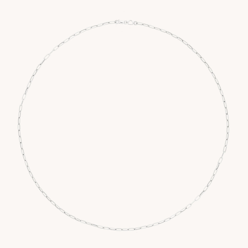 Piccadilly Story Chain Necklace in Solid White Gold-Astrid & Miyu