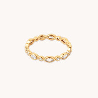 18k Gold Plated Jewellery - Navette Crystal Band Ring in Gold - Band Ring - Astrid & Miyu