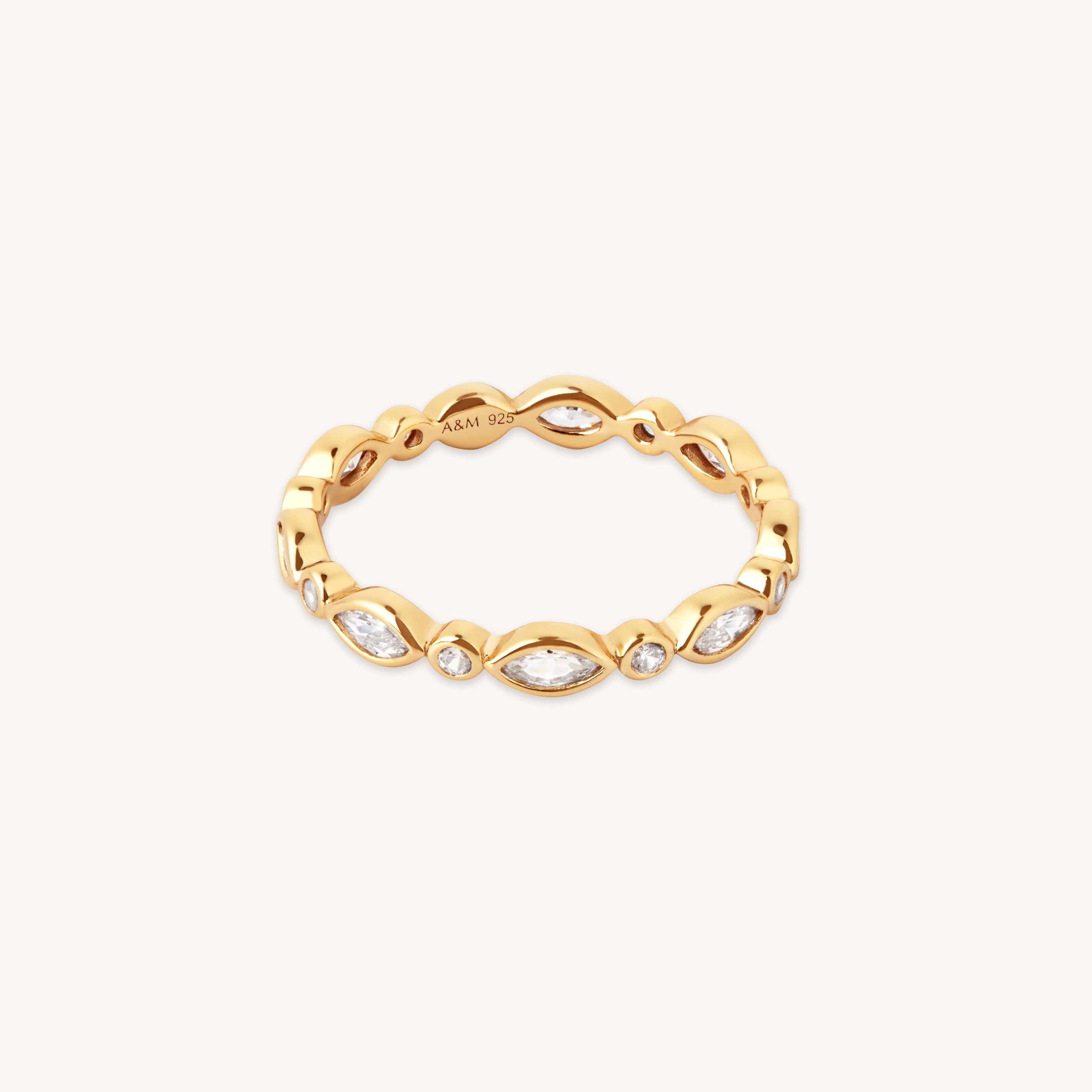 18k Gold Plated Jewellery - Navette Crystal Band Ring in Gold - Band Ring - Astrid & Miyu