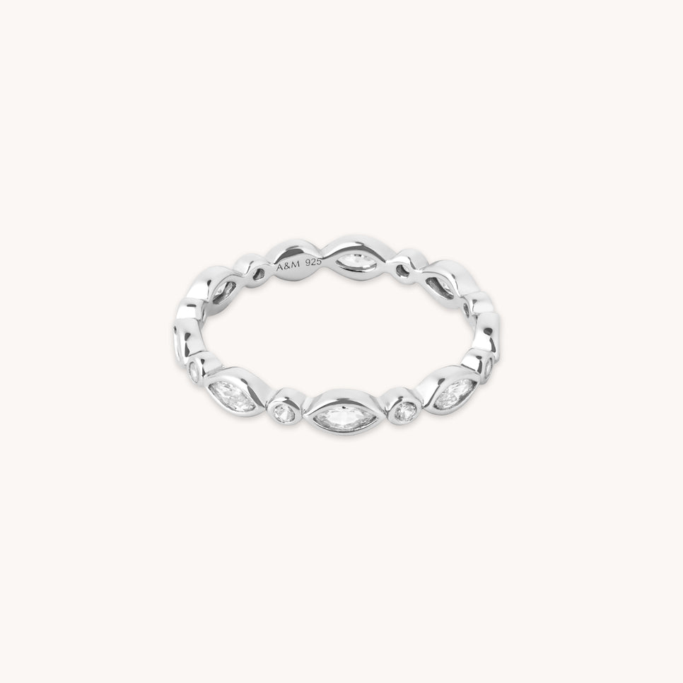 Crystal Collection - Navette Crystal Band Ring in Silver - Band Ring - Astrid & Miyu