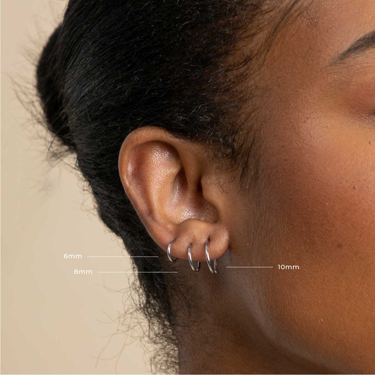Earrings - Seamless Hoop 1.2mm in Solid White Gold - - Astrid & Miyu