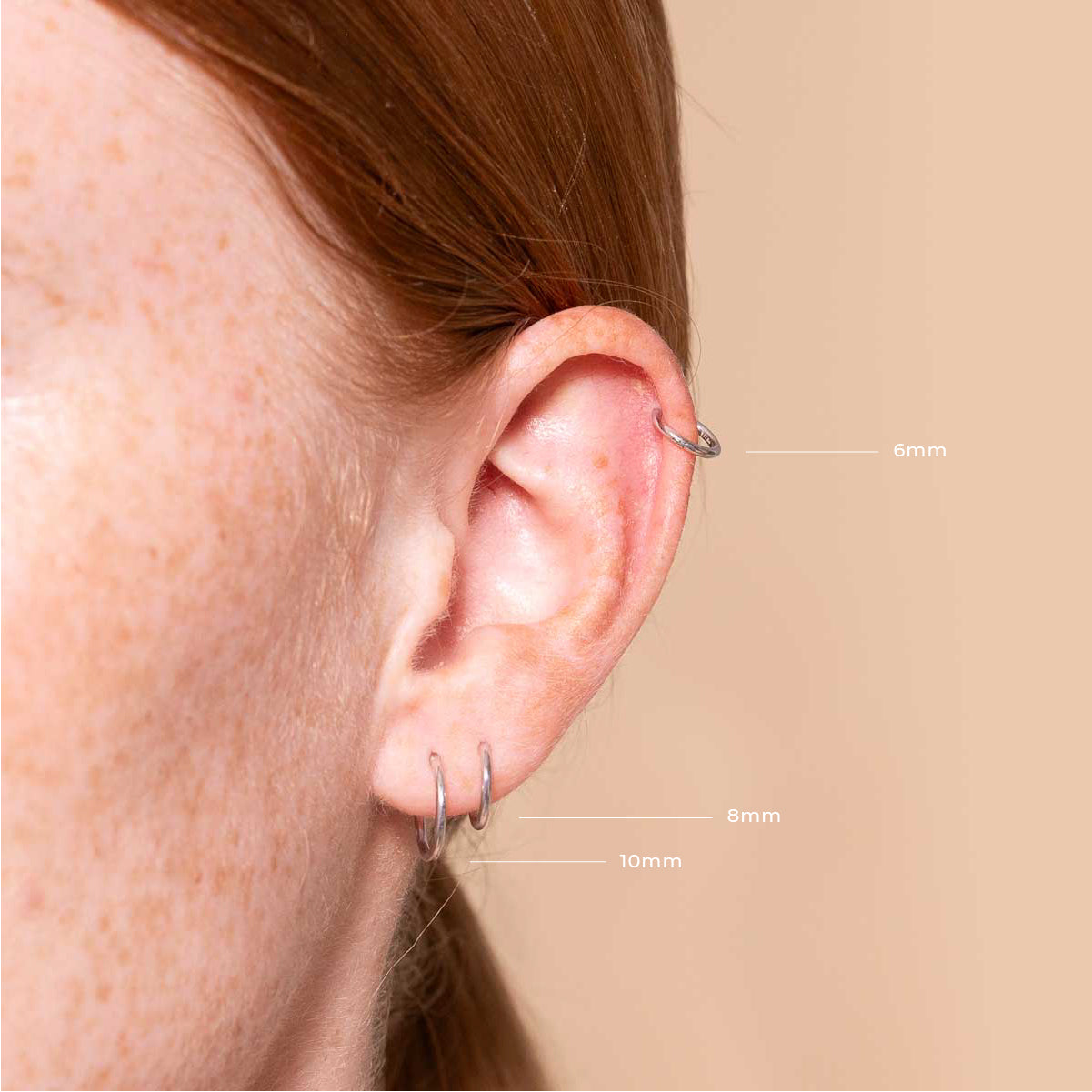 Earrings - Seamless Hoop 1mm in Solid White Gold - - Astrid & Miyu