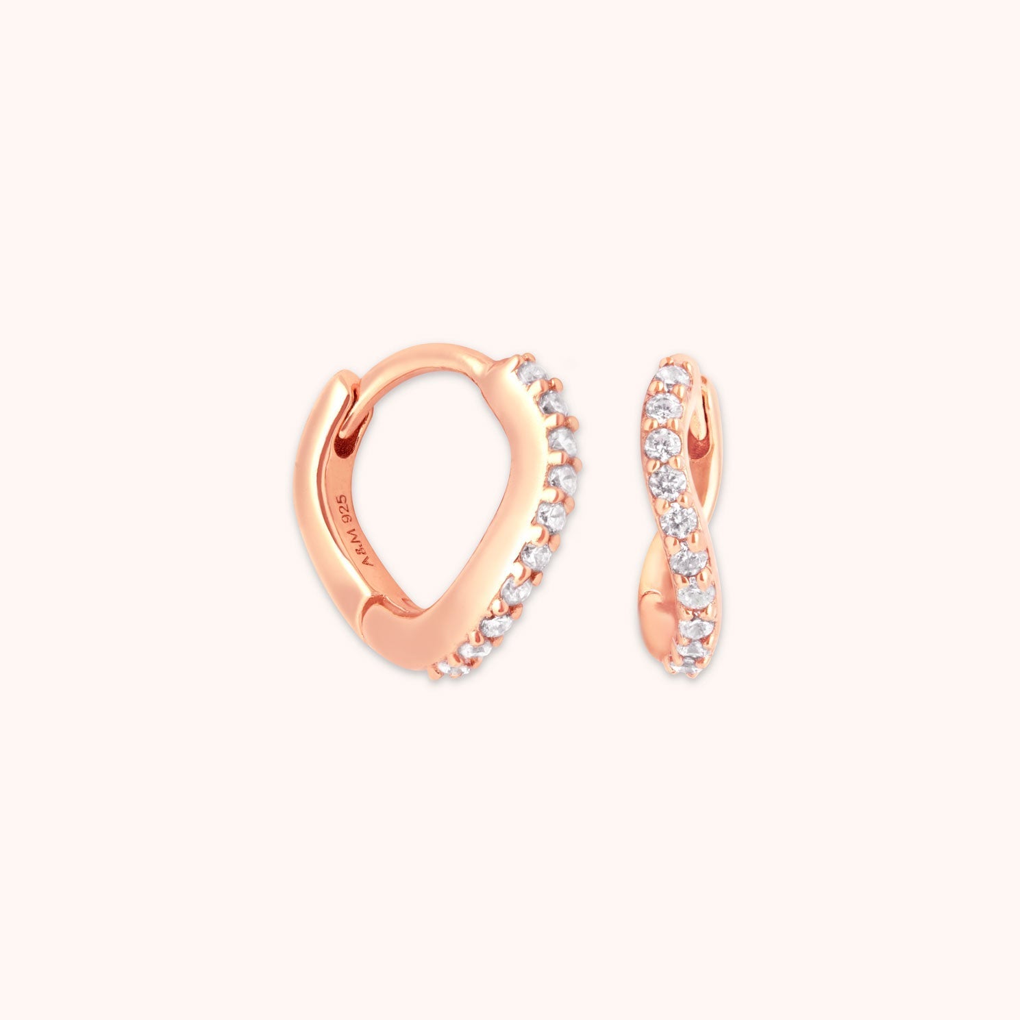 18k Rose Gold Plated Jewellery - Wave Crystal Huggies in Rose Gold - Huggies - Astrid & Miyu