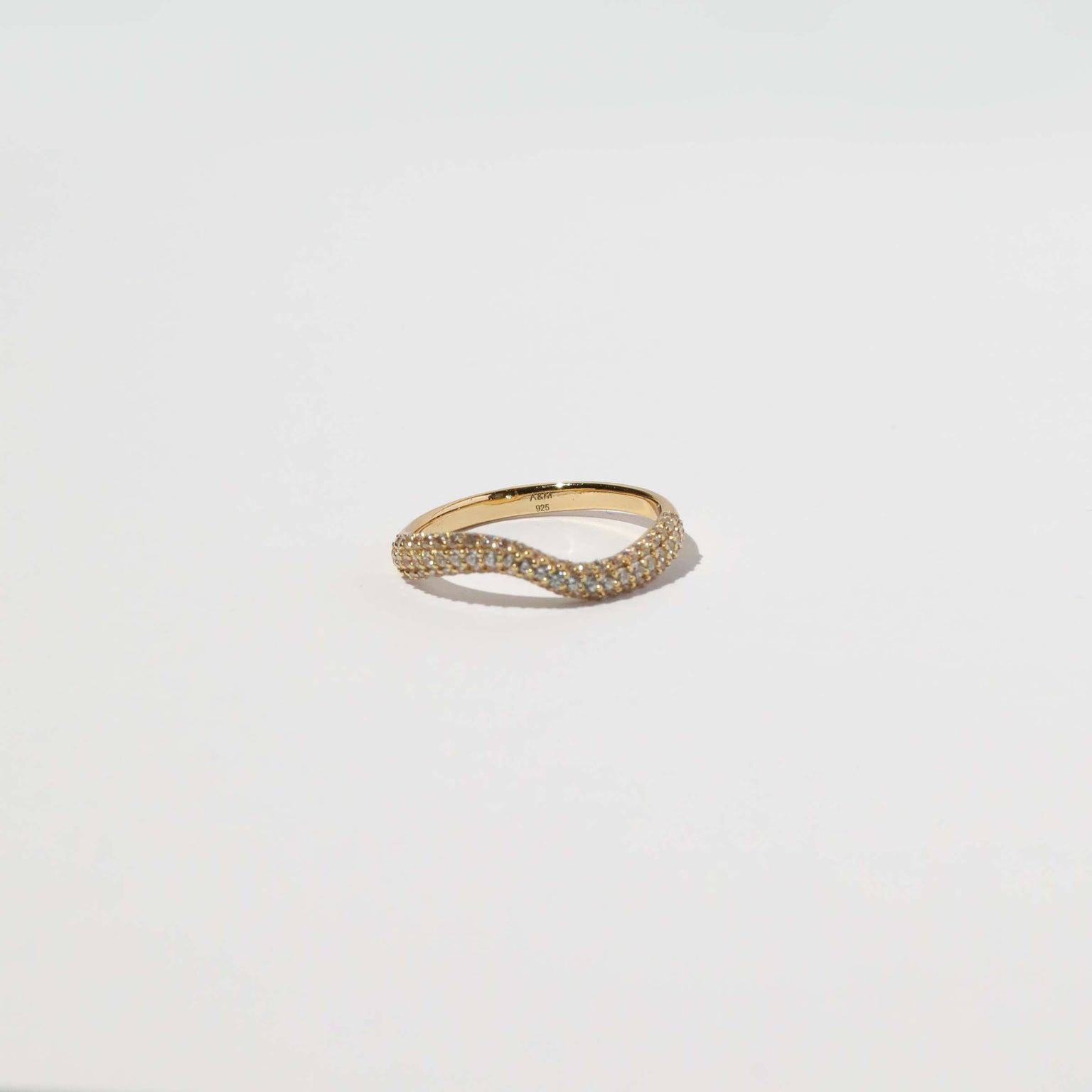 Wave Crystal Ring in Gold flat lay