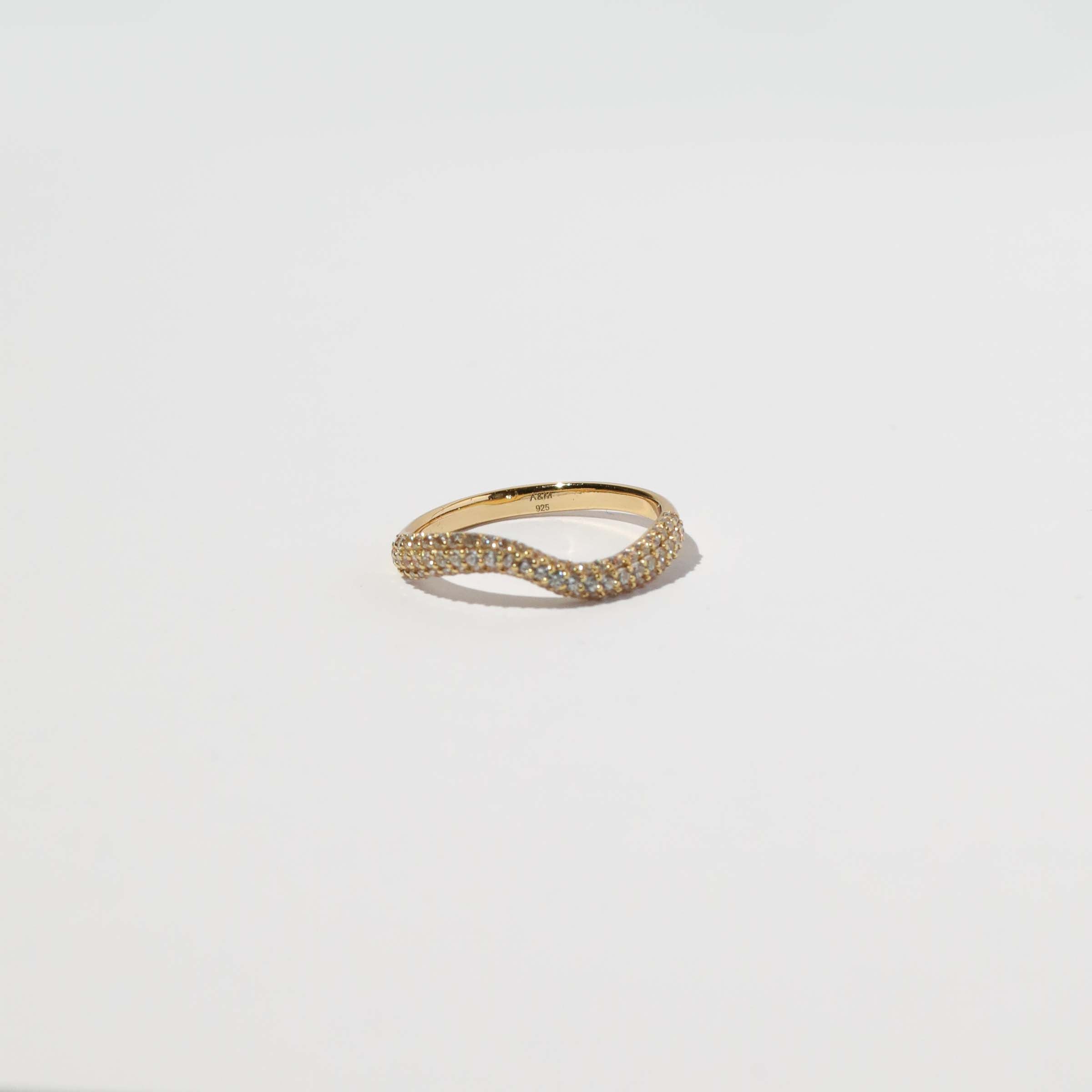 Wave Crystal Ring in Gold flat lay
