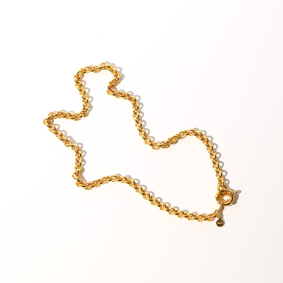 Rolo Chain Necklace in Gold flay lay