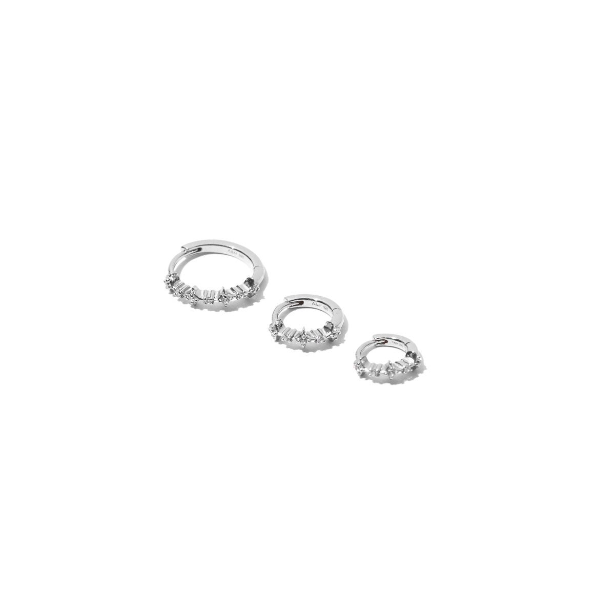 Cosmic Star 6.5mm, 8mm & 11.5mm Hoops in Silver