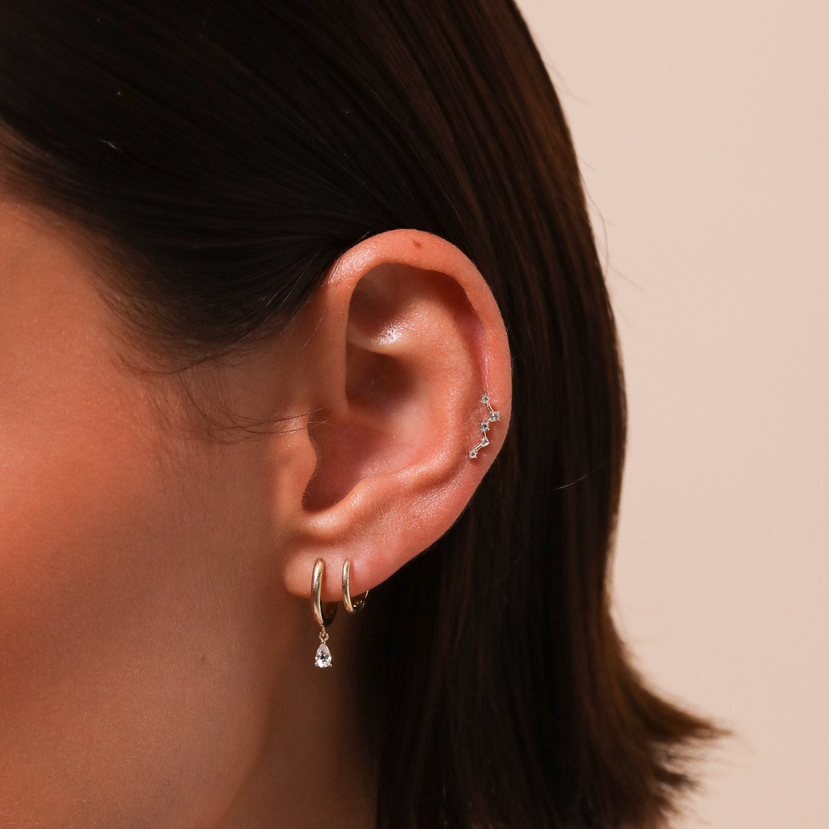 Constellation Piercing Stud 6mm in Solid Gold worn