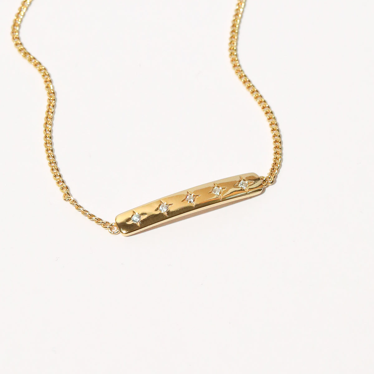 Cosmic Star Bar Bracelet in Gold close up shot