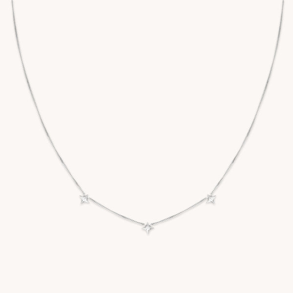 Cosmic Star Charm Necklace in Silver