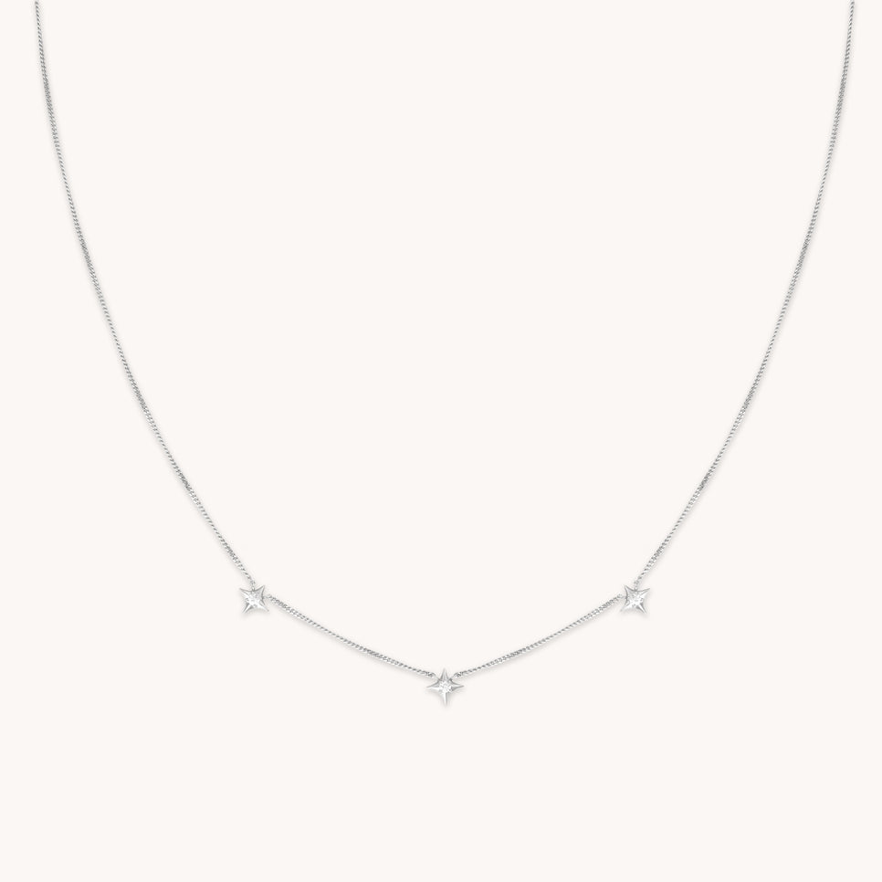 Cosmic Star Charm Necklace in Silver