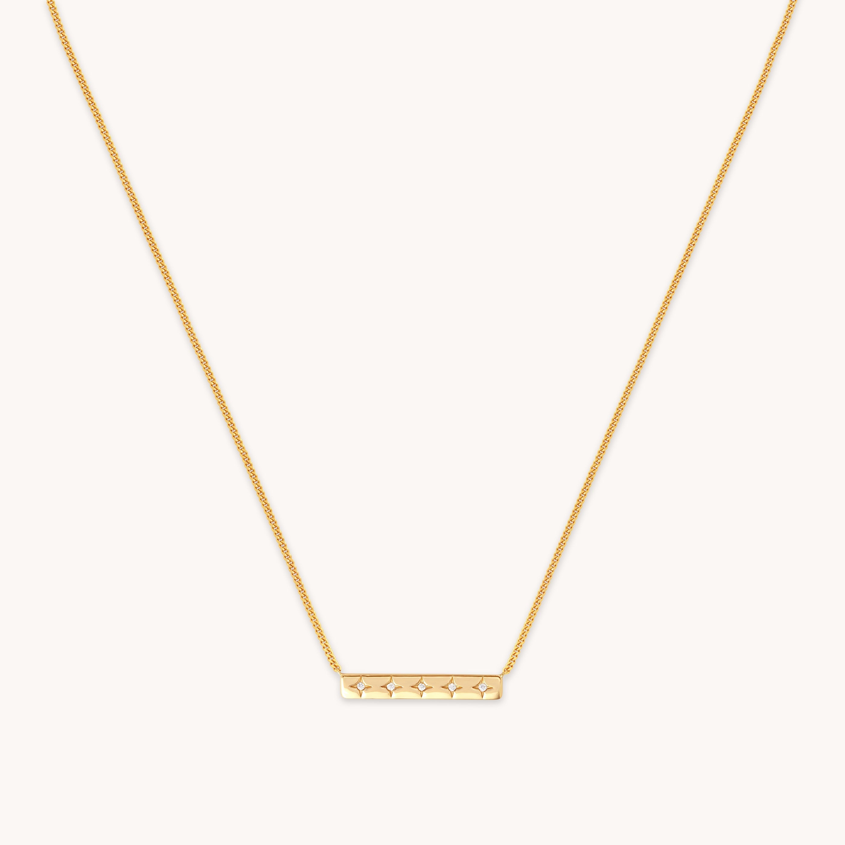 Cosmic Star Bar Necklace in Gold