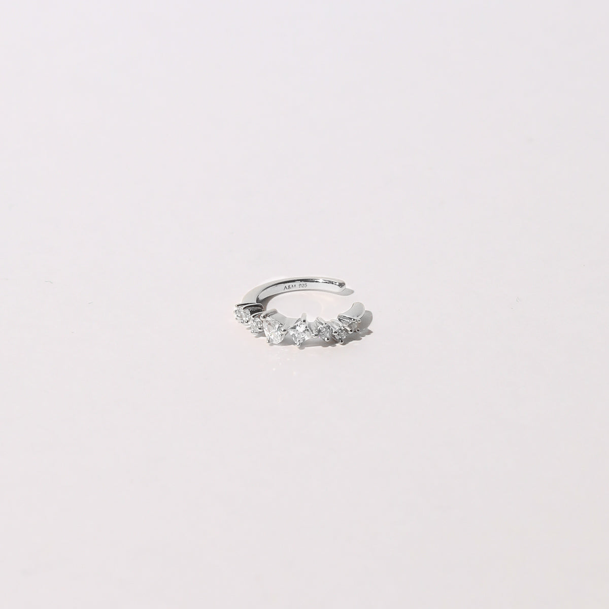 Celestial Crystal Ear Cuff in Silver flat lay