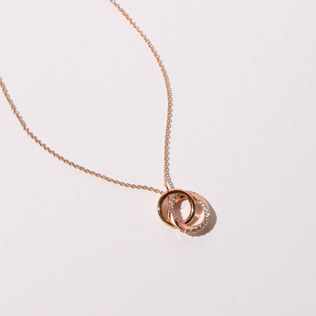 18k Rose Gold Plated Jewellery - Orbit Crystal Chain Necklace in Rose Gold - Pendant Necklace - Astrid & Miyu