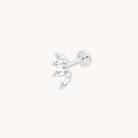 April White Topaz - Navette Topaz Fan Stud in Solid White Gold - Piercing Stud - Astrid & Miyu