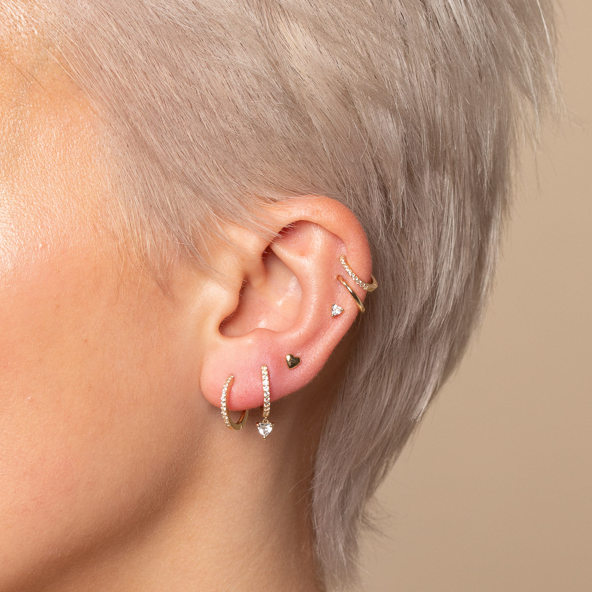 Conch Piercing Jewellery - Heart Piercing Stud in Solid Gold - - Astrid & Miyu