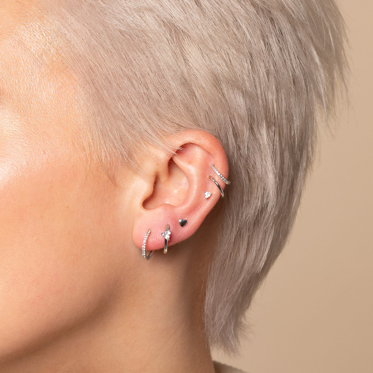 Conch Piercing Jewellery - Heart Piercing Stud in Solid White Gold - - Astrid & Miyu