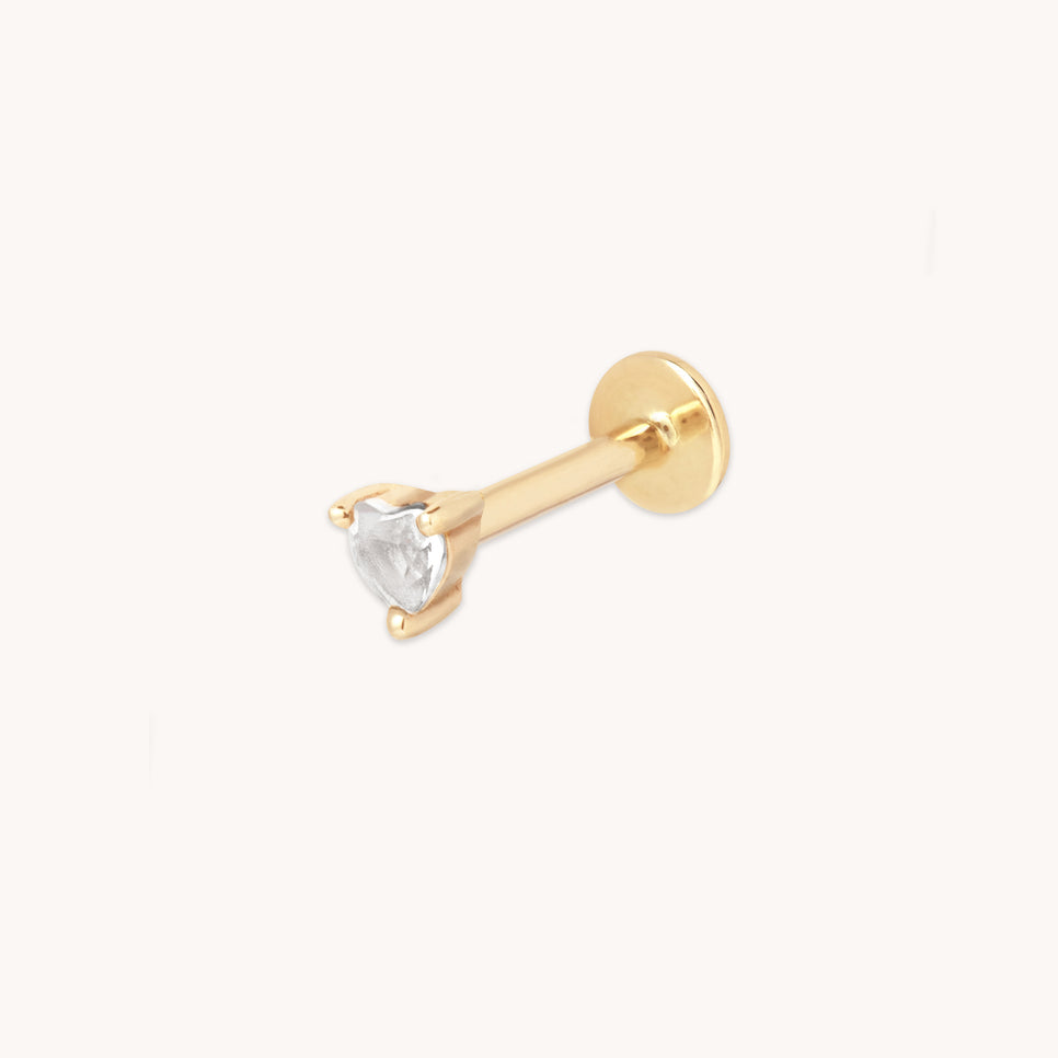 Conch Piercing Jewellery - Heart Gem Piercing Stud in Solid Gold - - Astrid & Miyu