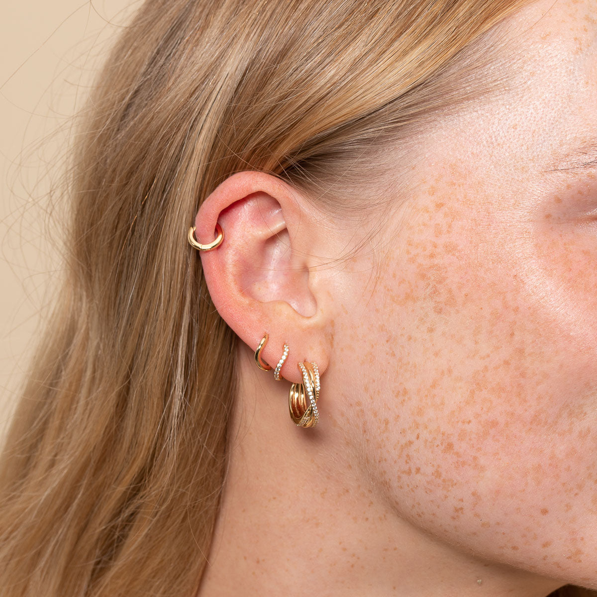 Gold Hoops - Twist Pavé Hoops in Gold - Hoop Earrings - Astrid & Miyu