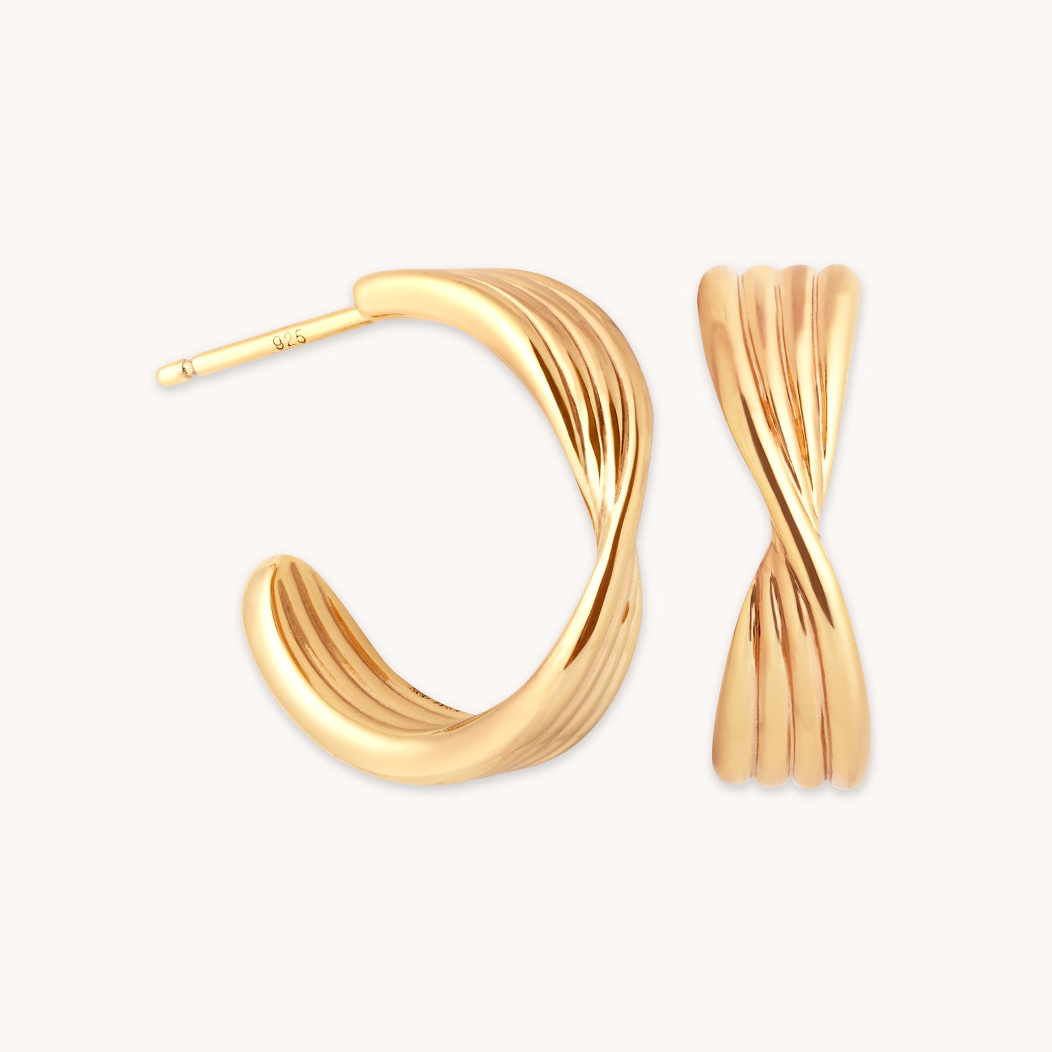 18k Gold Plated Jewellery - Twist Hoops in Gold - Hoop Earrings - Astrid & Miyu