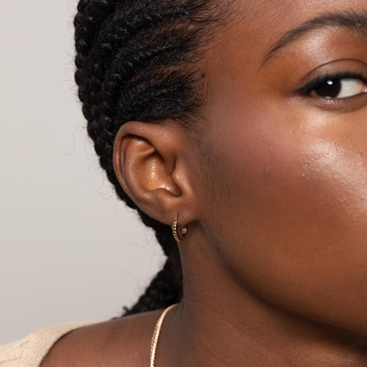 Heart Pave Charm Huggies in Gold worn with charm removed