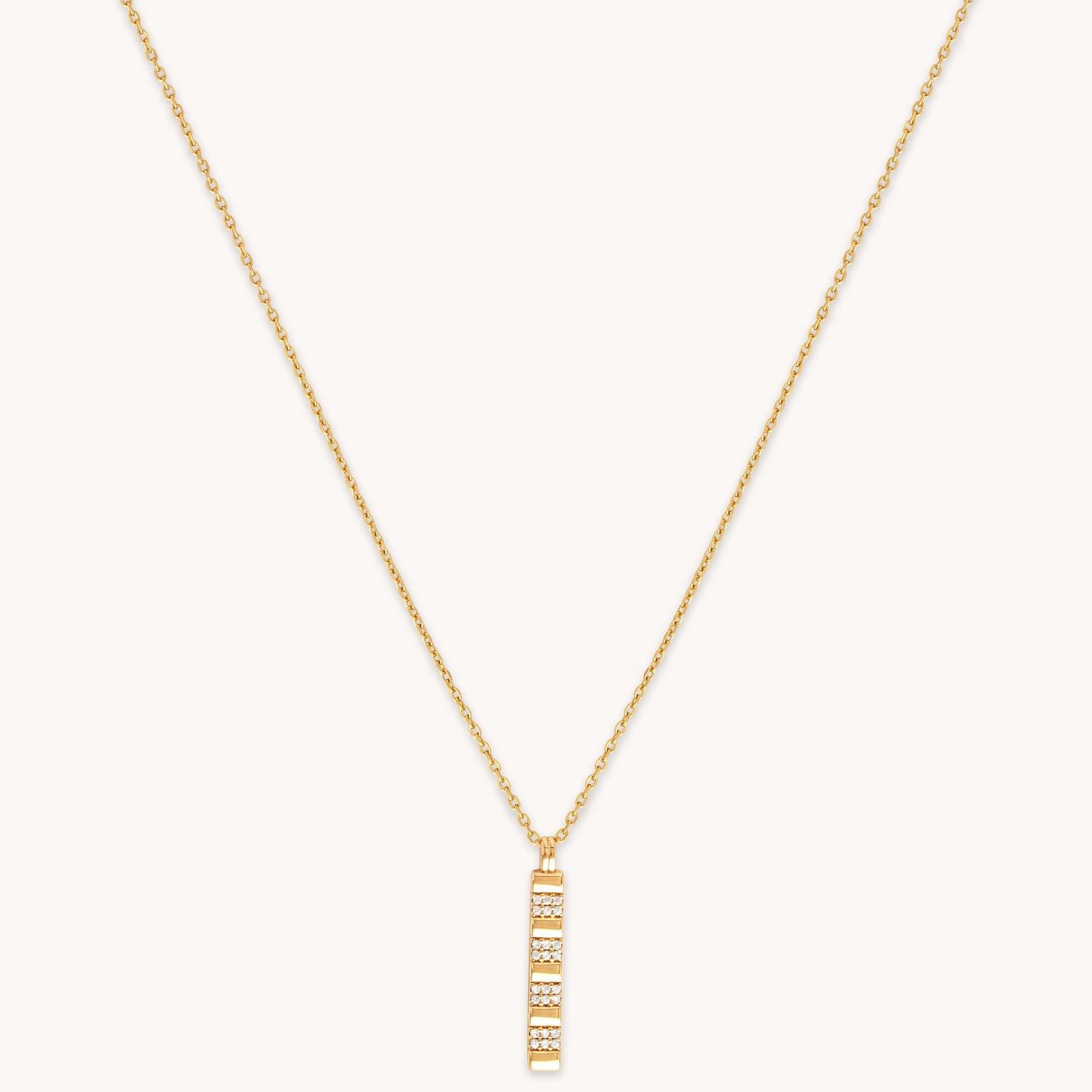 Pleated Crystal Pendant Necklace in Gold