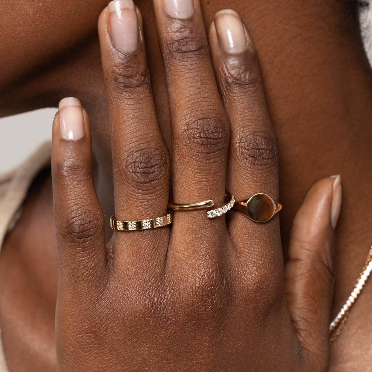 18k Gold Plated Jewellery - Pleated Crystal Ring in Gold - Band Ring - Astrid & Miyu