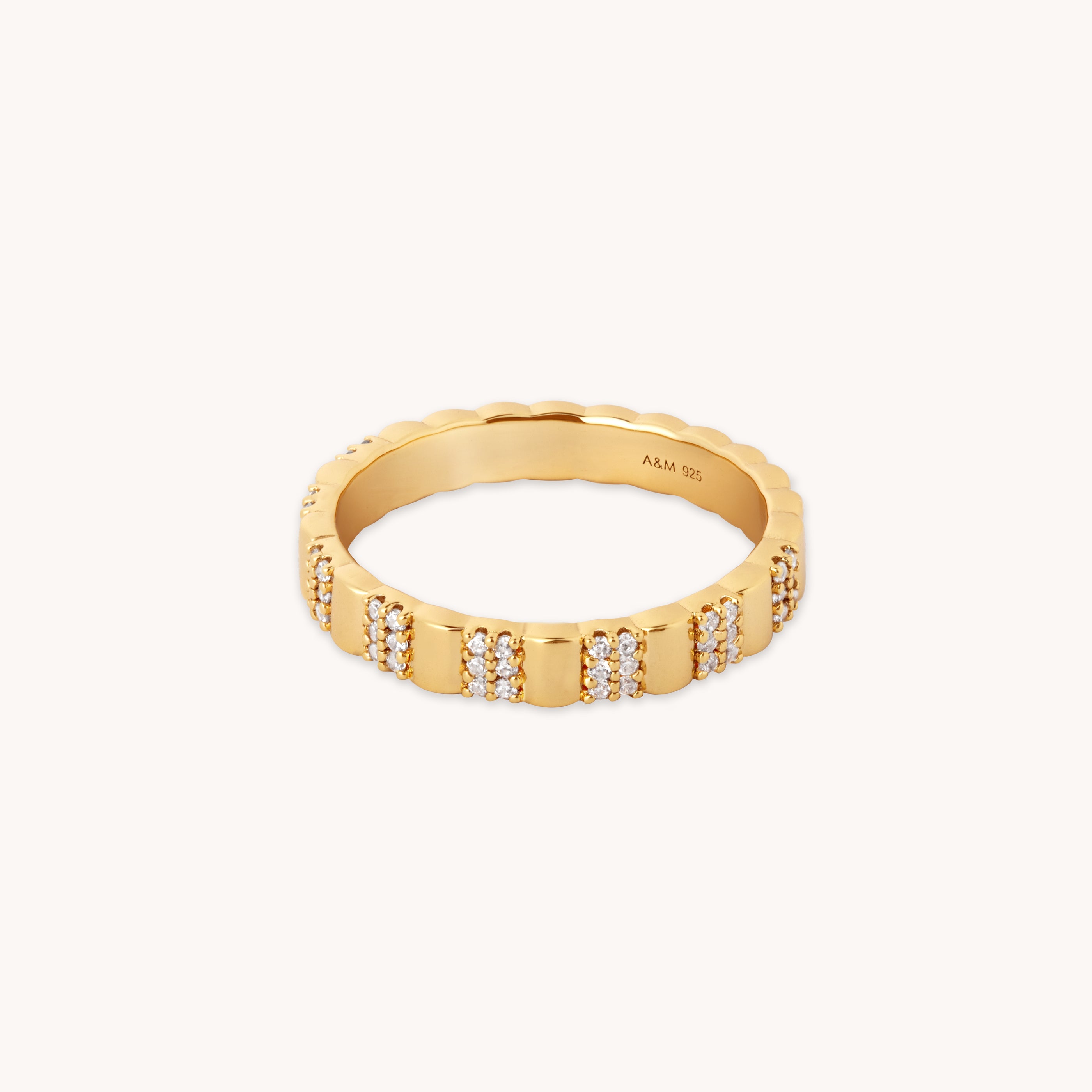18k Gold Plated Jewellery - Pleated Crystal Ring in Gold - Band Ring - Astrid & Miyu