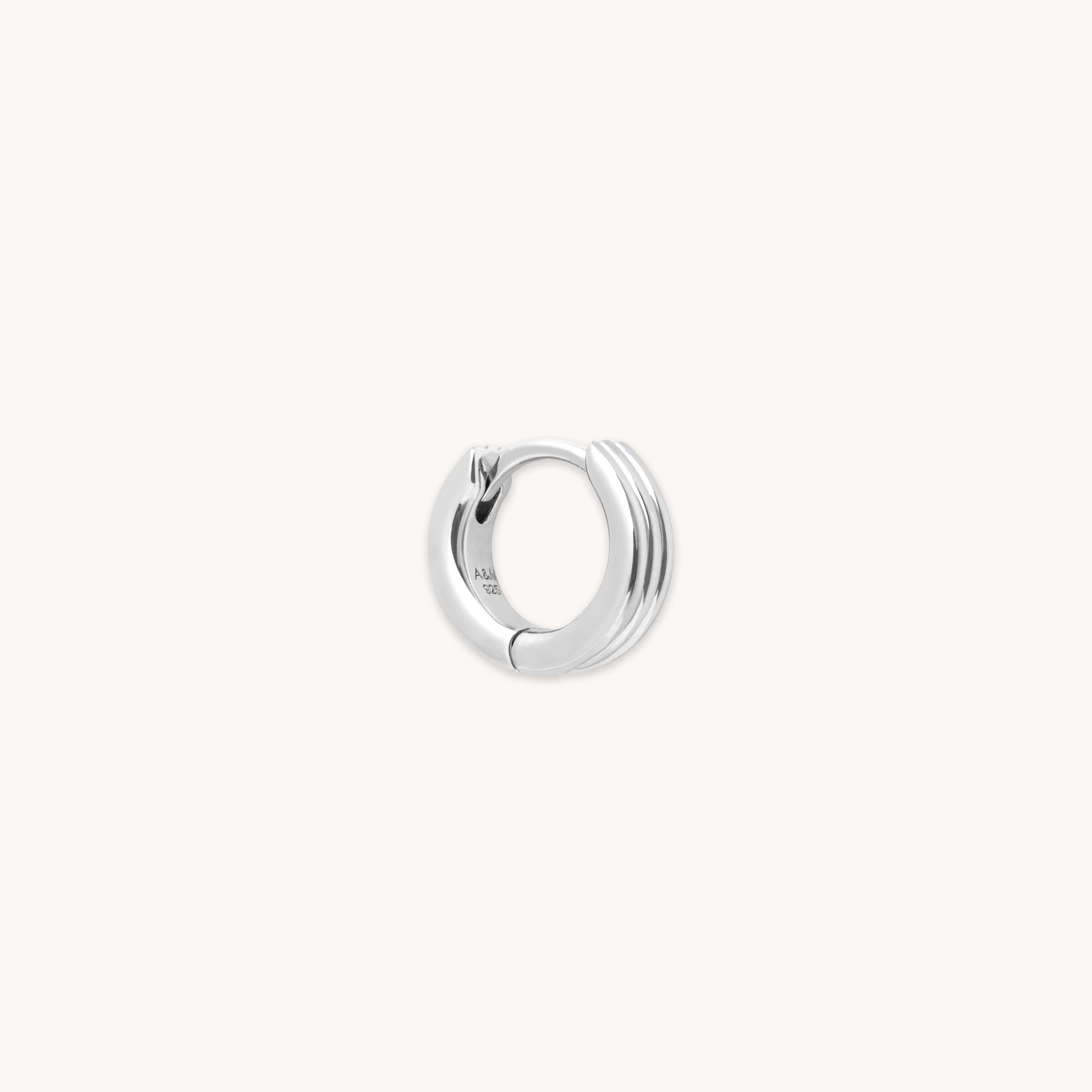Pleated Hoop 6.5mm in Silver