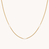 Station Navette Crystal Necklace in Gold